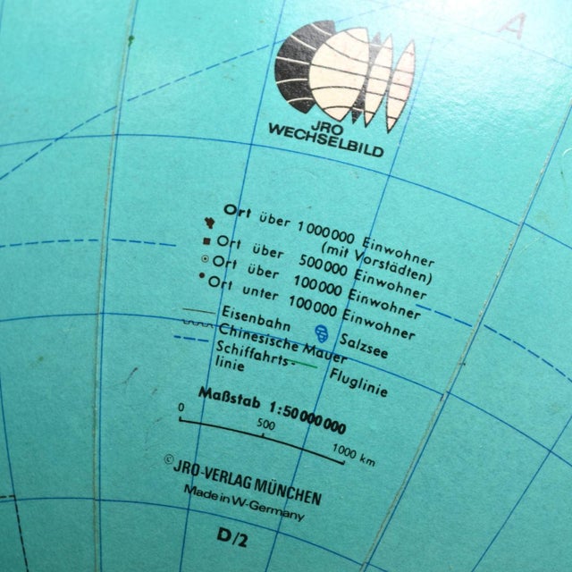 Vintage German Illuminated World Globe from JRO, 1970s For Sale - Image 10 of 15