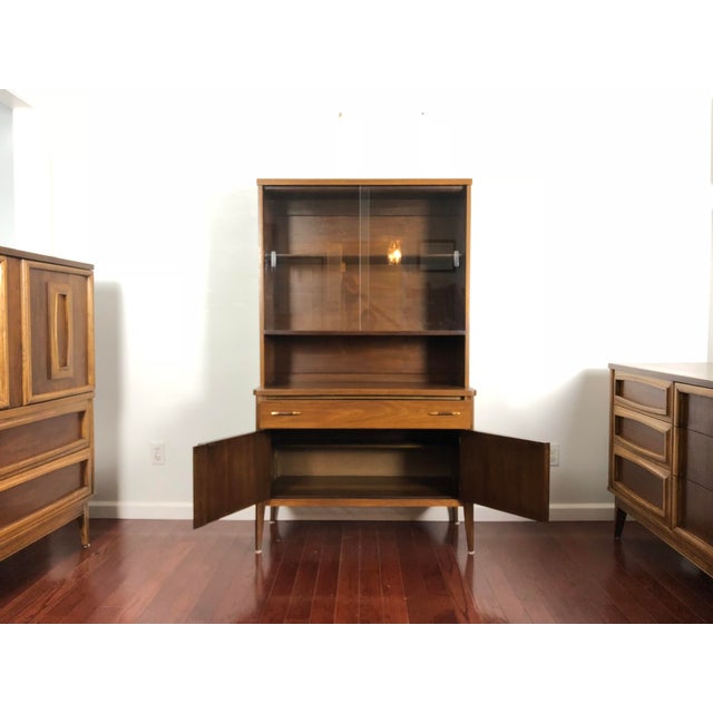 1960s Vintage Broyhill Premier Saga Collection Walnut China Hutch