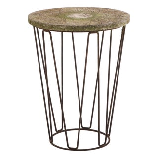 Mid 20th Century Modernist Stone-Top Iron Garden Table For Sale