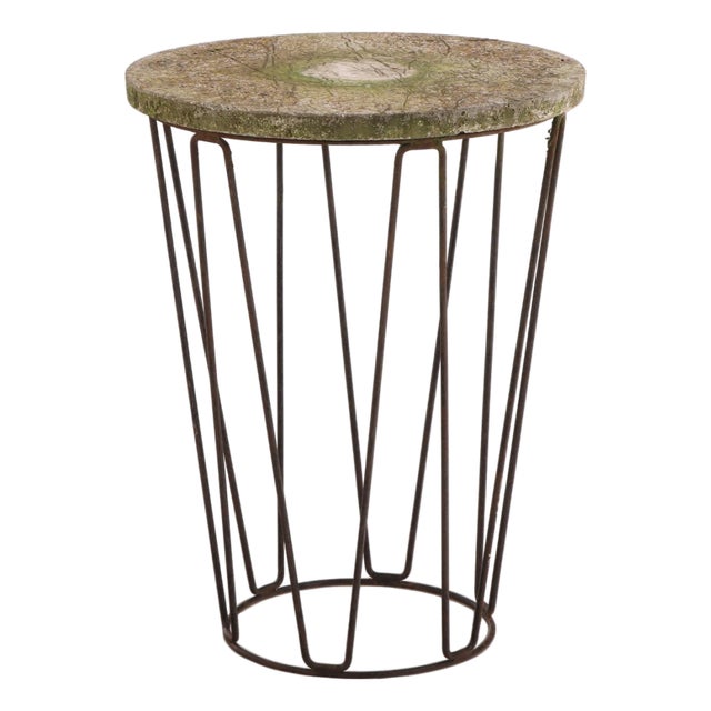 Mid 20th Century Modernist Stone-Top Iron Garden Table For Sale