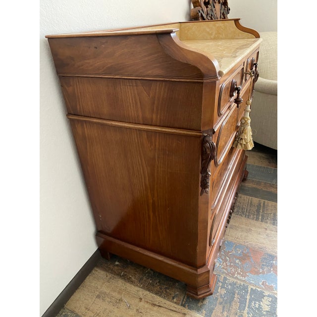 1940s 1940s Burled Marble Top Commode For Sale - Image 5 of 9