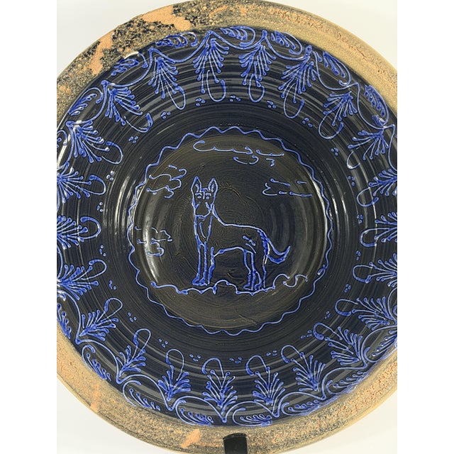 Modern Spanish Hand-Painted Ceramic Lebrillo with Dog For Sale - Image 3 of 13