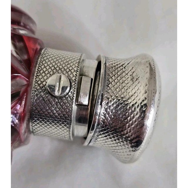 Antique Victorian Bohemian Cut Glass Vanity Scent Bottle with Silver Mount For Sale - Image 18 of 18