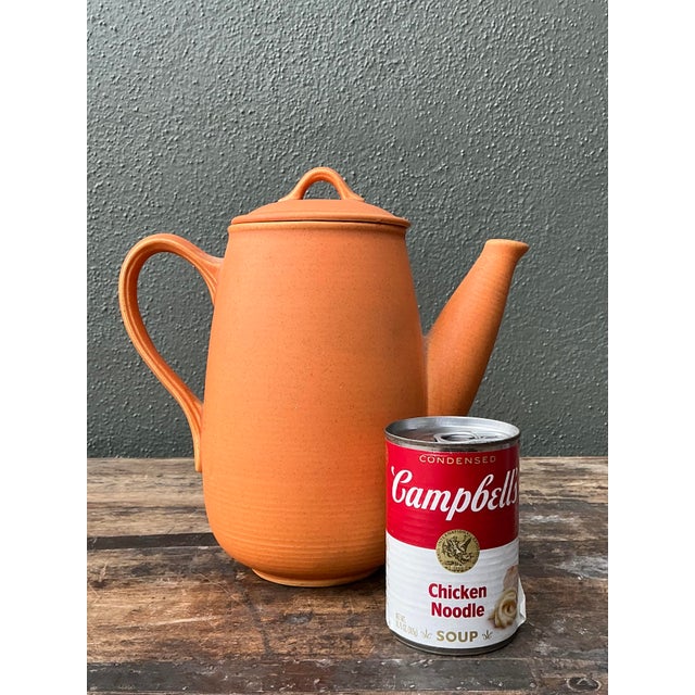 Vintage Original Orange Studio Pottery Coffee Pot For Sale - Image 9 of 12