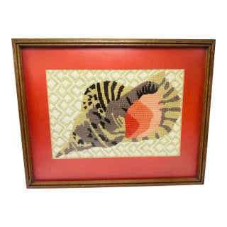 Vintage Shell Needlepoint, Framed For Sale