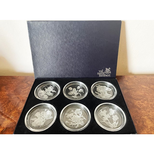 Vintage Crystal Coasters from Val Saint Lambert, 1970s, Set of 6 For Sale - Image 3 of 11