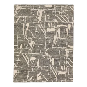 Contemporary Texture Handmade Pewter Green Designed Wool Rug