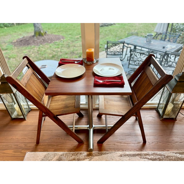 Vintage Diner Table Base With Solid Teak Top For Sale - Image 4 of 11