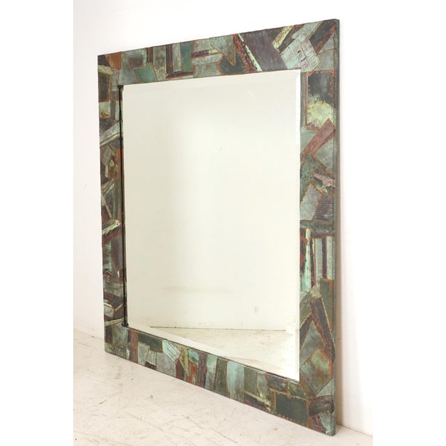 Traditional Handcrafted Copper Collage Art Wall Mirror For Sale - Image 3 of 7