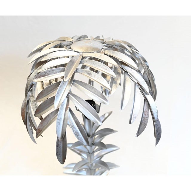Hollywood Regency Silver Palm Table Lamps, Set of 2 For Sale - Image 6 of 9