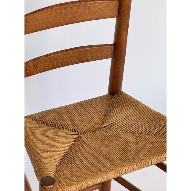 American 1900s Antique Ladder Back Chair With Woven Seat For Sale - Image 3 of 4