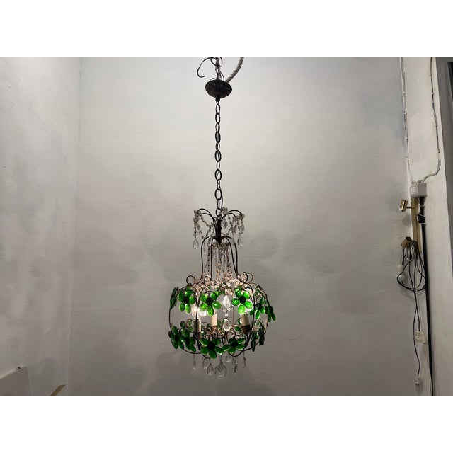 Forest Green Green Murano Flower Pendant, 1950s For Sale - Image 8 of 18