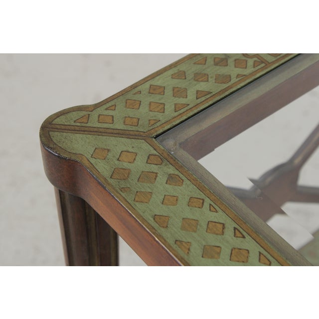 Paint Decorated Glass Top Console Sofa Table For Sale In Philadelphia - Image 6 of 13