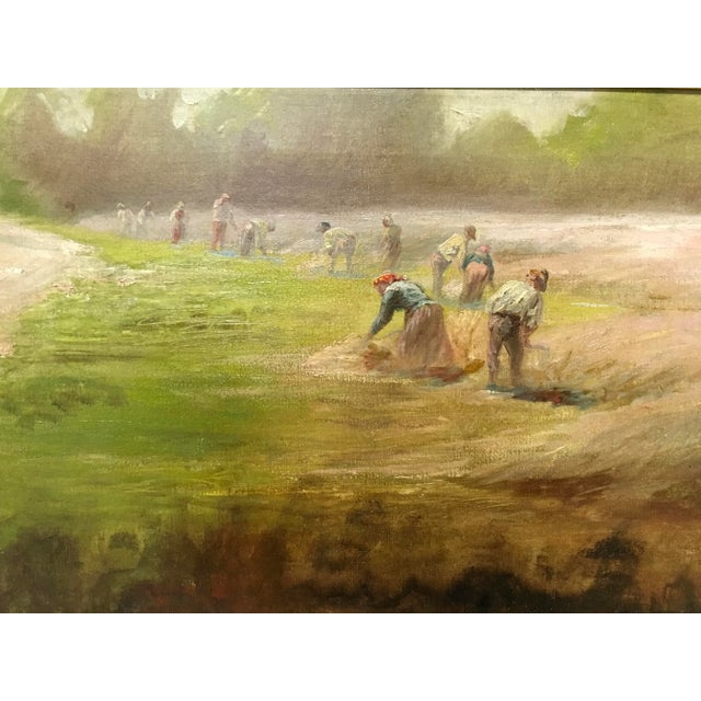 Green [unattributed] Italian?/spanish ? School Impressionist Painting : Working the Fields, 1885. For Sale - Image 8 of 10