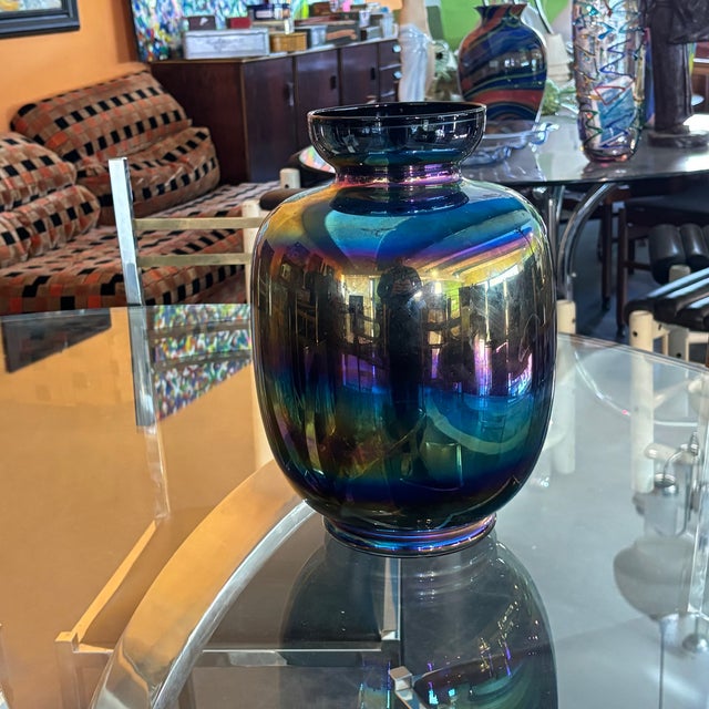 Brown Iridescent Murano Glass Vase by Sergio Asti for Venini, 1980s For Sale - Image 8 of 9