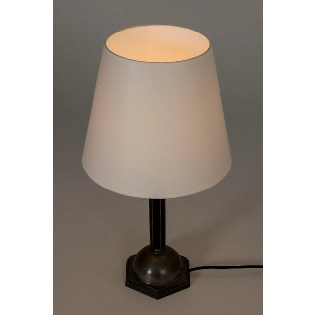 Pewter and Ebony Table Lamp from C. G. Hallberg, 1930s For Sale - Image 4 of 8