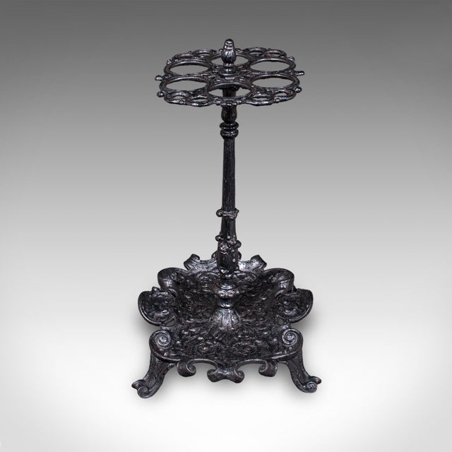 Victorian Antique Reception Hall Umbrella Stand, English, Cast Iron, Stick Loop, Victorian For Sale - Image 3 of 10