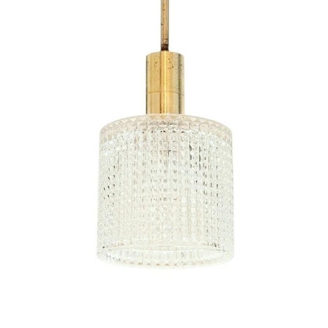 Mid-Century Scandinavian Crystal Glass & Brass Pendant by Carl Fagerlund for Orrefors, Sweden, 1960s For Sale - Image 10 of 10