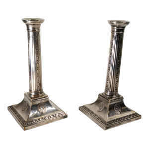 19th Century Pair of English George III Sheffield Silverplate Candlesticks