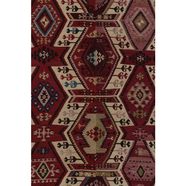 Brown Antique Kilim Rug in Red, Brown, Beige Tribal Geometric Pattern For Sale - Image 8 of 9