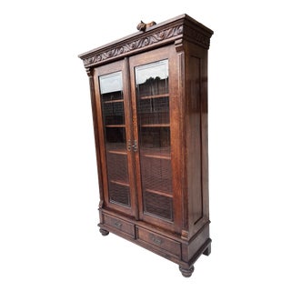 Antique Neo-Renaissance Oak Display Cabinet, 1910 For Sale