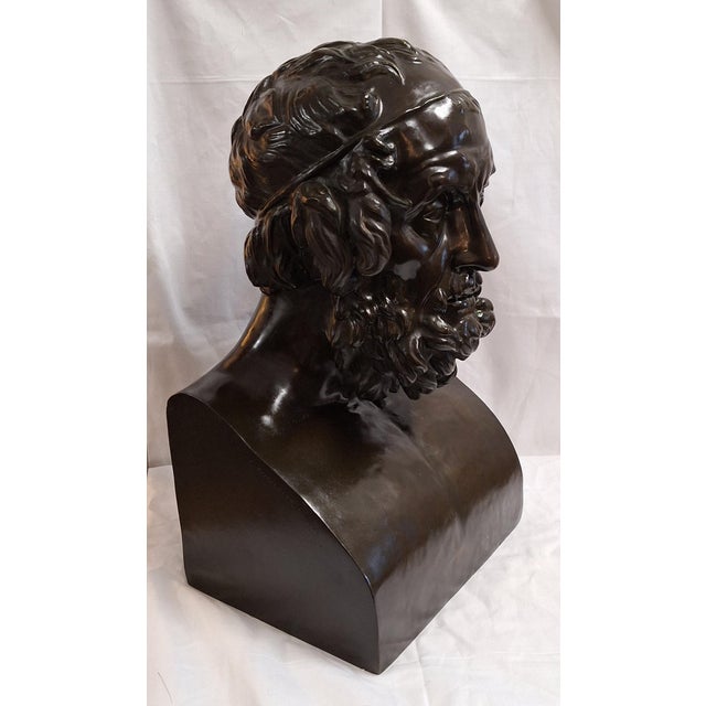 Large Antique Bronze Bust, 1890 For Sale - Image 3 of 10