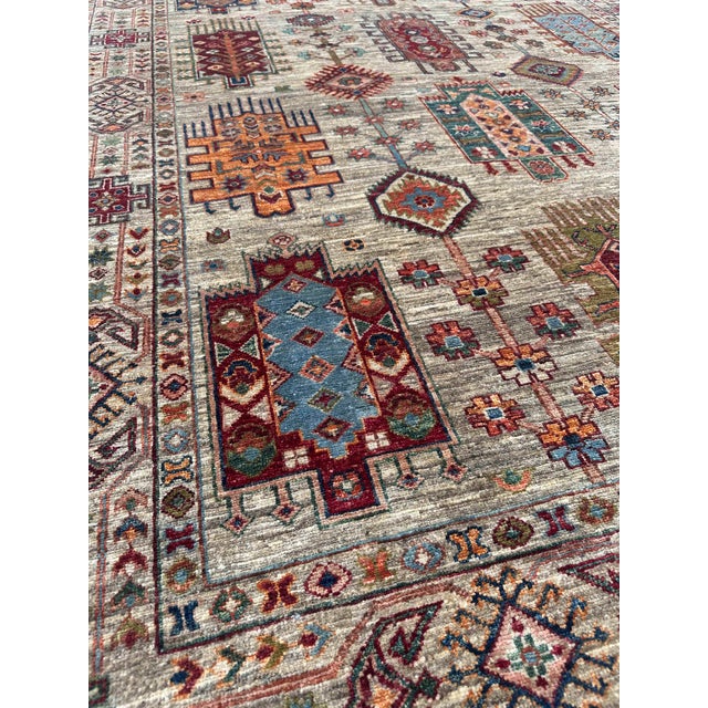 Contemporary Caucasian Tribal Wool Rug With Geometric Motifs – 170x244 Cm For Sale - Image 15 of 18