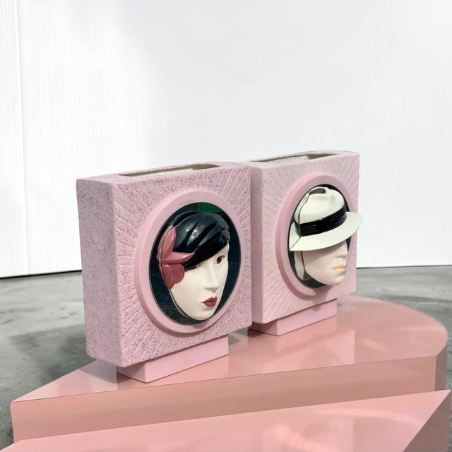 Glass Vintage 1980s His and Hers Box Vases - a Pair For Sale - Image 7 of 13