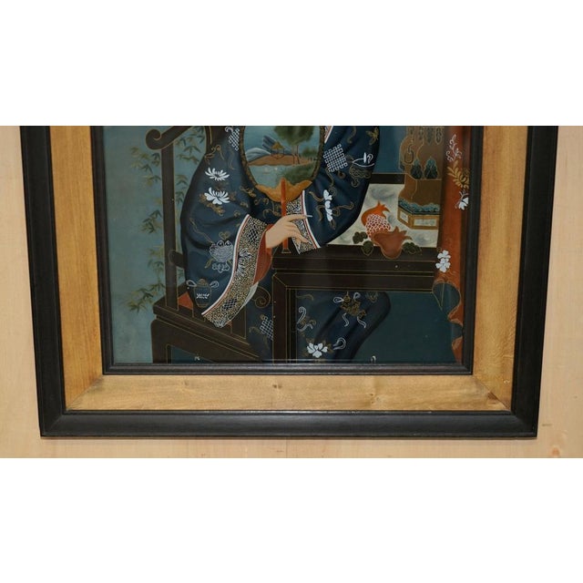 Chinese Artist, Ancestral Portraits, Hand Painted Glass, Set of 2 For Sale - Image 16 of 18