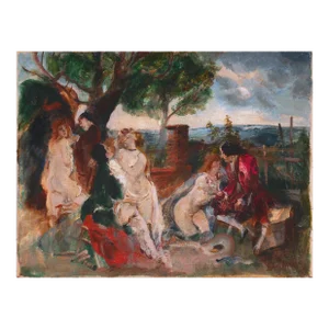 'Bacchanal' by Ludvig Jacobsen, 1926, Paris Salon Modernist Oil, Royal Academy, Charlottenborg, Benezit