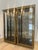 Vintage Hollywood Regency Mastercraft Pair of Illuminated Brass Glass Curio Cabinet Showcases w/ Antiqued Mirror Back...