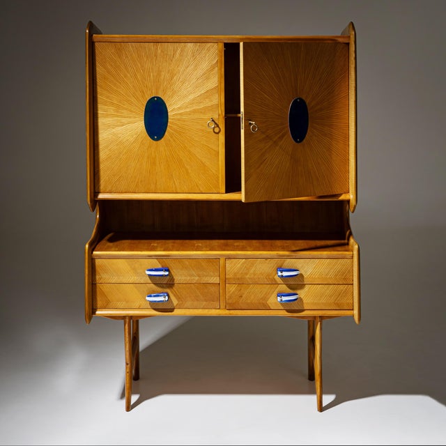 Vintage Italian Credenza with Ceramic Handles, 1950s For Sale - Image 3 of 12