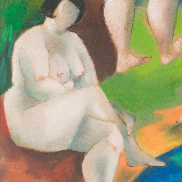 Drawing/Sketching Materials Nude Women Bathers Pastel Painting by Catherine Bres-Rhocanges, Late 20th Century For Sale - Image 7 of 14