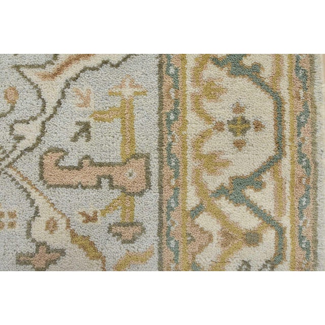 Blue Oushak Rug 3'1'' X 5'1'' Blue Wool Hand-Knotted Oriental Carpet For Sale - Image 8 of 12