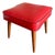 Atomic Mid Century Modern Red Vinyl Footstool Ottoman-Tapered Wood Legs-MCM For Sale