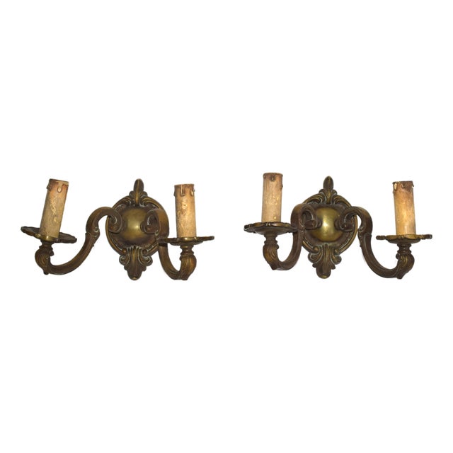 Bronze Wall Lamps, 1890s, Set of 2 For Sale