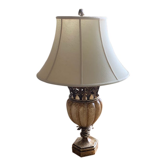Fine Art Rustic Europian Antiqued Gold & Bronze Table Lamp For Sale