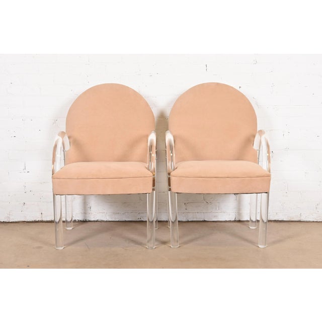 Leon Rosen for Pace Collection Modern Art Deco Lucite Waterfall Armchairs, Pair For Sale In South Bend - Image 6 of 12