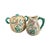 Vintage Japanese Satsuma Style Tea Set Hand Painted Floral Crackle Glaze Green Handles - Set of 7 For Sale - Image 4 of 12