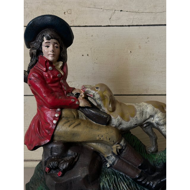 American Mid 20th Century Cast Iron Doorstop With Colonial Theme For Sale - Image 3 of 5