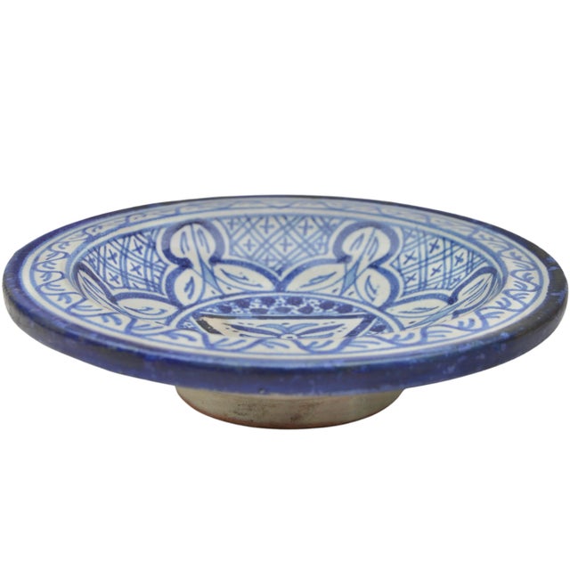 Blue Antique Andalusian Blue-Patterned Ceramic Plate For Sale - Image 8 of 10