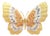 Mid 20th Century Buccellati Large Butterfly Yellow White Rose Gold Pin Brooch For Sale
