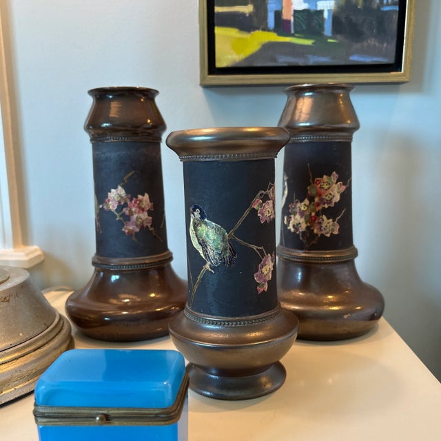 Bretby Art Nouveau Vase With Birds and Flowers For Sale - Image 9 of 9