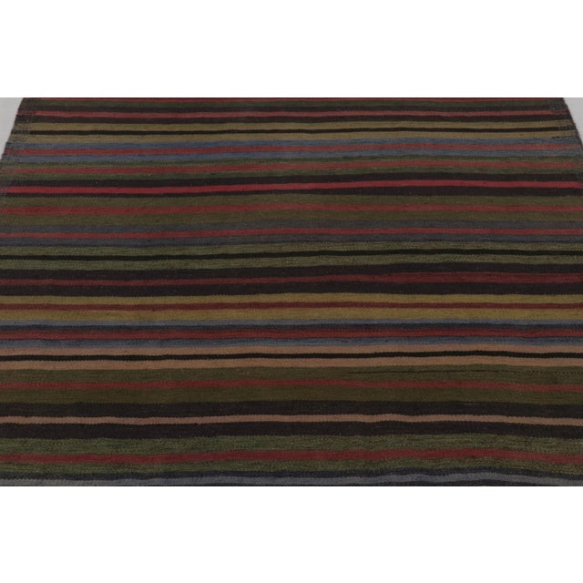 Vintage Persian Kilim, Playful Stripes Over Forest Green Tones - Rug & Kilim For Sale In New York - Image 6 of 8
