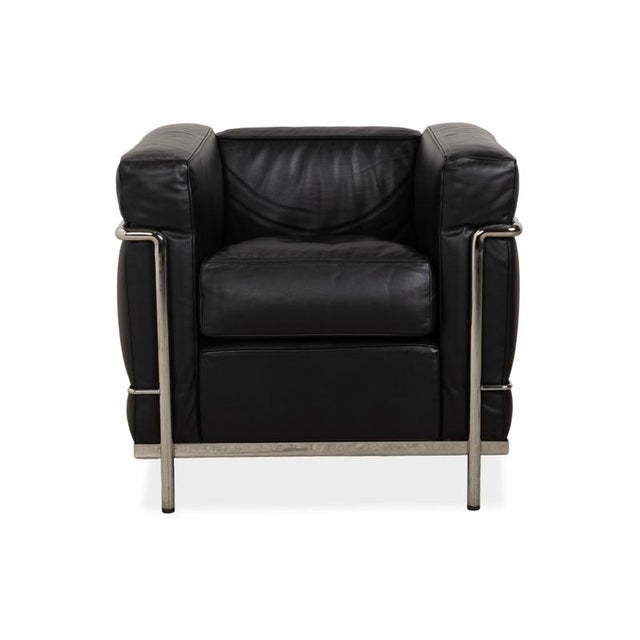 LC 2 Armchair in Black Leather by Le Corbusier for Cassina For Sale - Image 9 of 13
