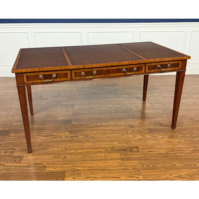 Brown Hepplewhite Writing Desk by Leighton Hall - Showroom Sample For Sale - Image 8 of 11