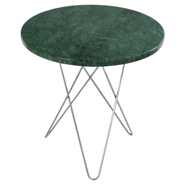 Green Indio Marble and Steel Tall Mini O Table by OxDenmarq For Sale