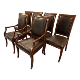Set of 6 Arhaus Leather Dining Chairs For Sale