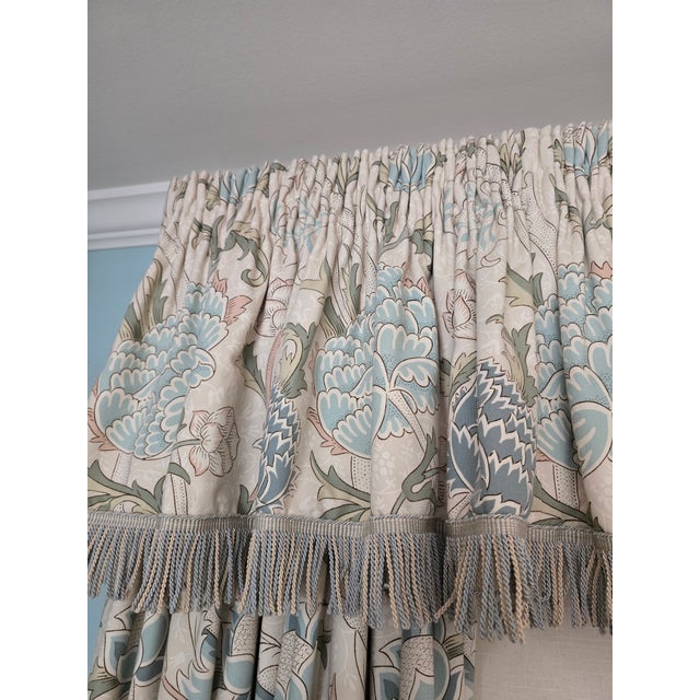 Sanderson Custom Drapery Panels – Original Morris & Co. Cray Design Block For Sale - Image 9 of 12