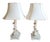 Mid Century Italian Ceramic Faux Bamboo & Lotus Flower Table Lamps-A Pair For Sale